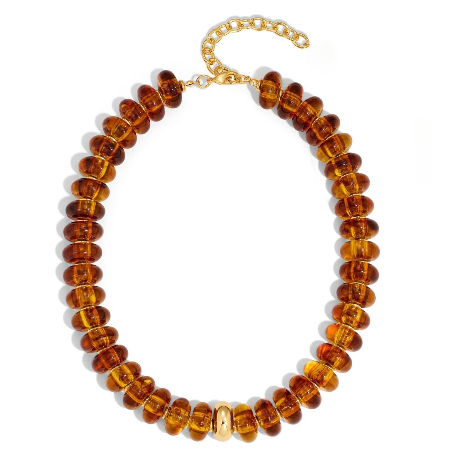 Minimalist Geometric Round Oval Acrylic Beaded Charm Bar Gold Tone Adjustable Cable Chain for Women Unisex
