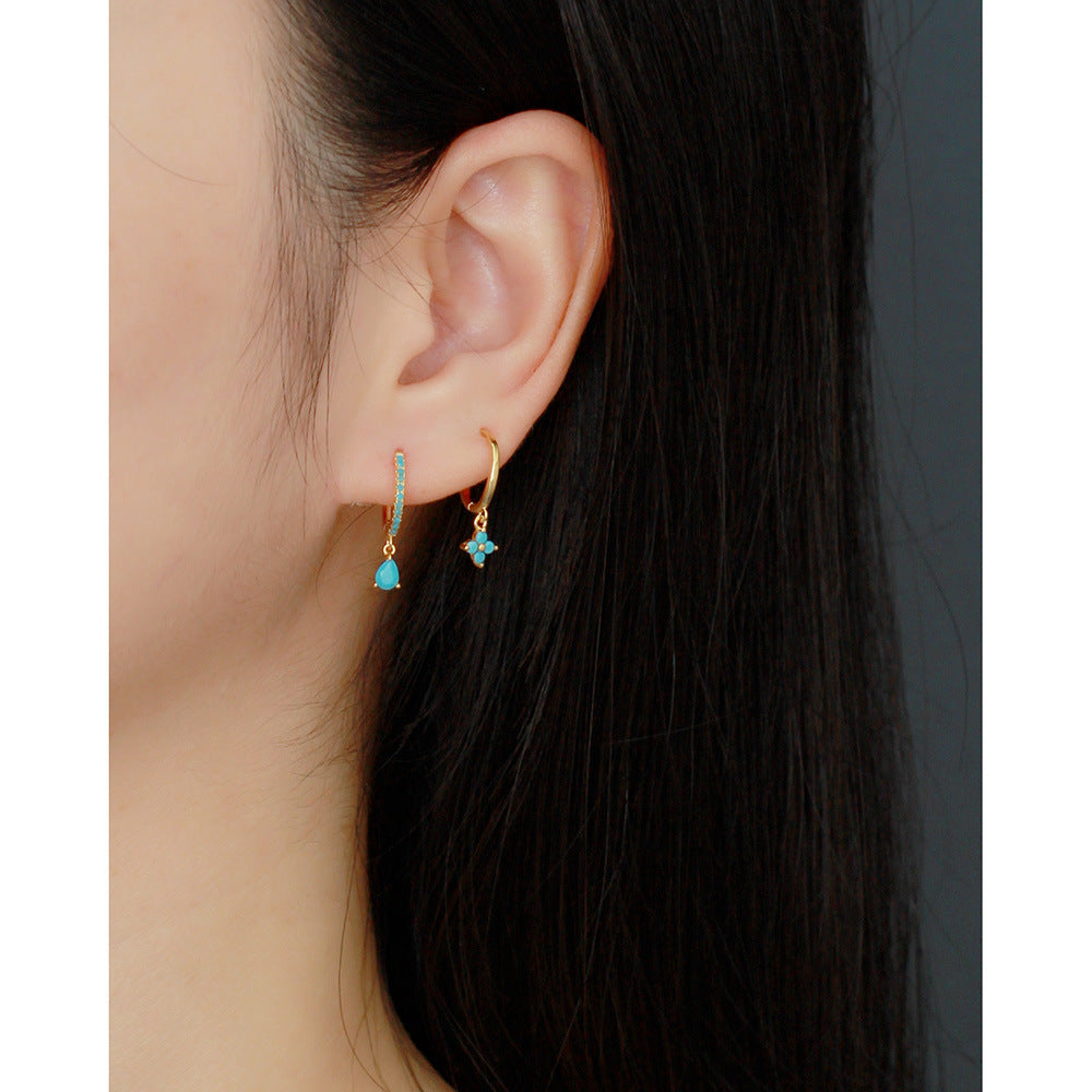 Luxury Elegant 925 Sterling Silver Teardrop Geometric Diamond Hoop Earrings for Women