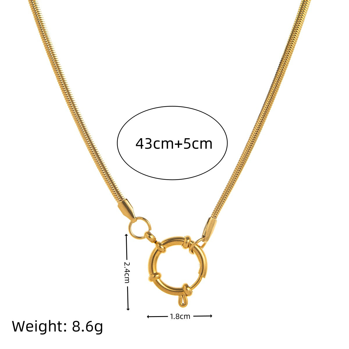 Vintage Geometric Stainless Steel 18K Gold PVD Plated Charm Bar Necklace Unisex