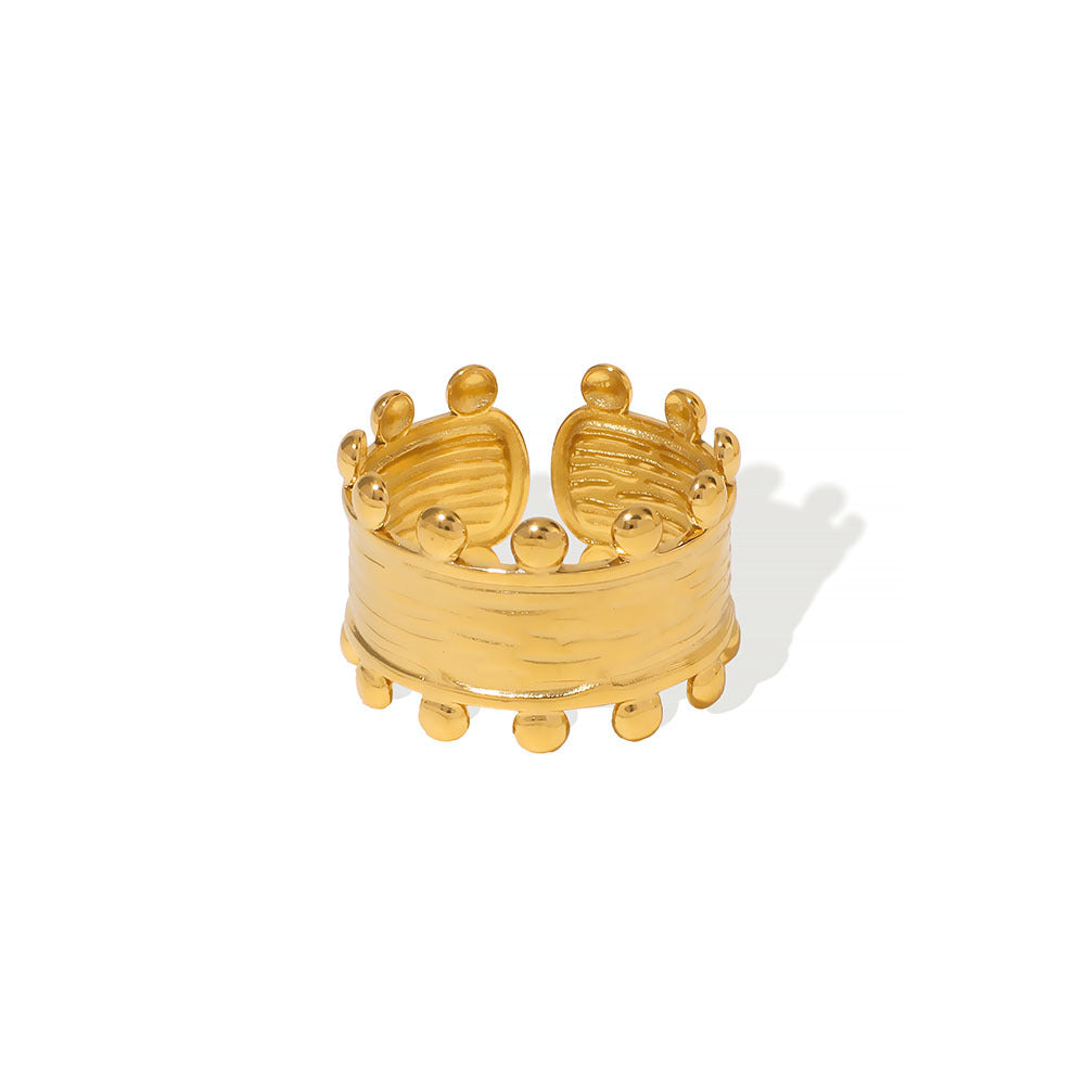 Anello in acciaio inossidabile a trama geometrica minimalista con placcatura in oro 18K, unisex