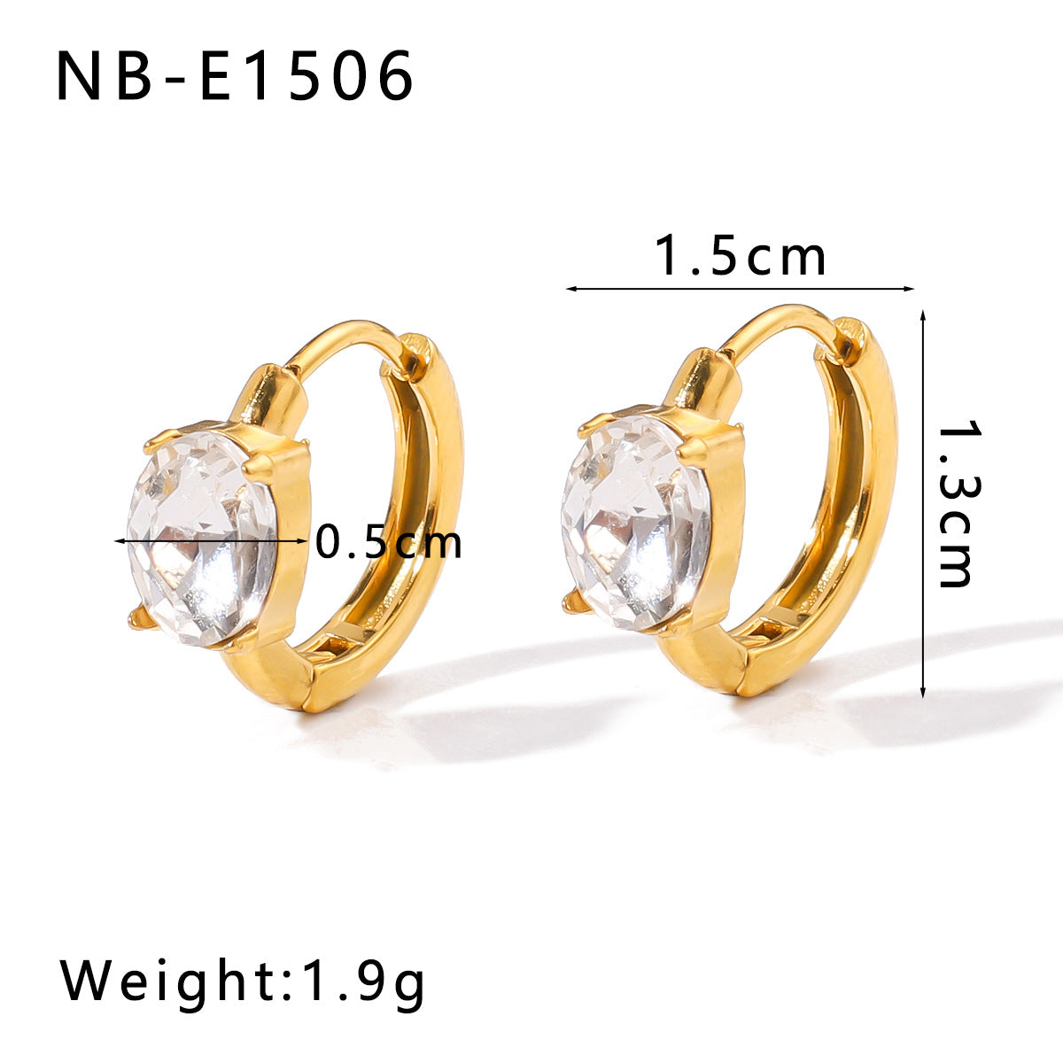 Minimalist Stainless Steel 18K Gold Plated Flower-Shaped Hoop Earrings with Rhinestone and Pearl Inlay for Women