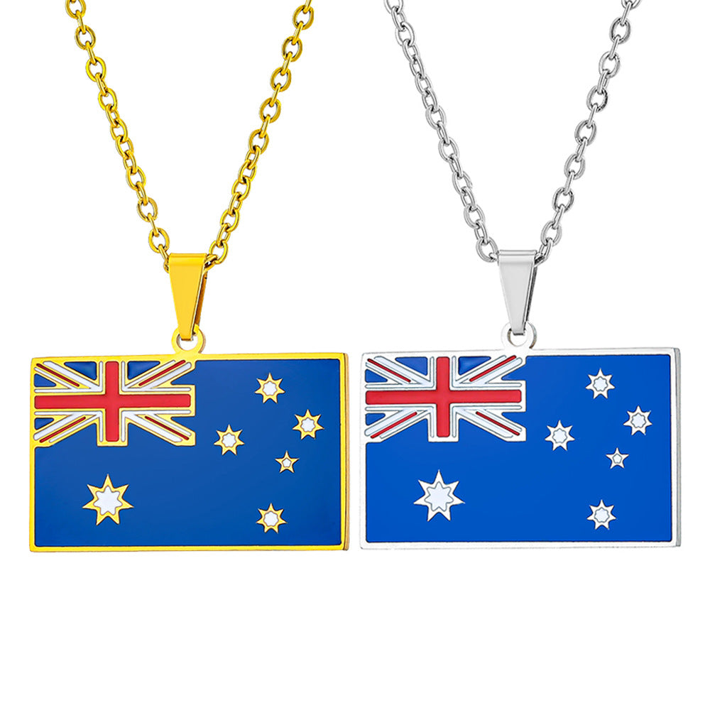 Collana con ciondolo in acciaio inossidabile geometrico bohémien vintage con rivestimento epossidico unisex