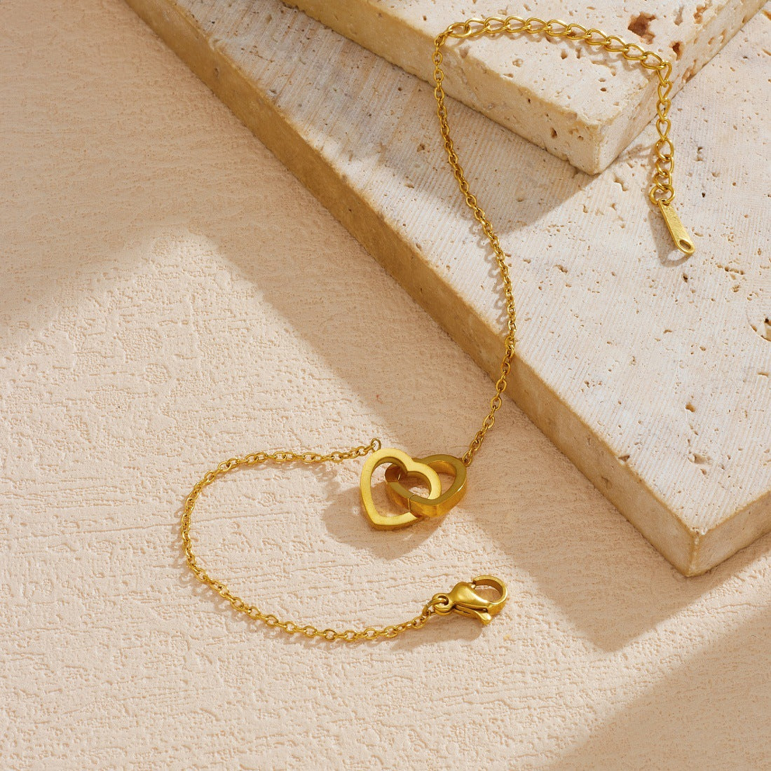 Minimalist Gold Plated Heart Stainless Steel Bracelet