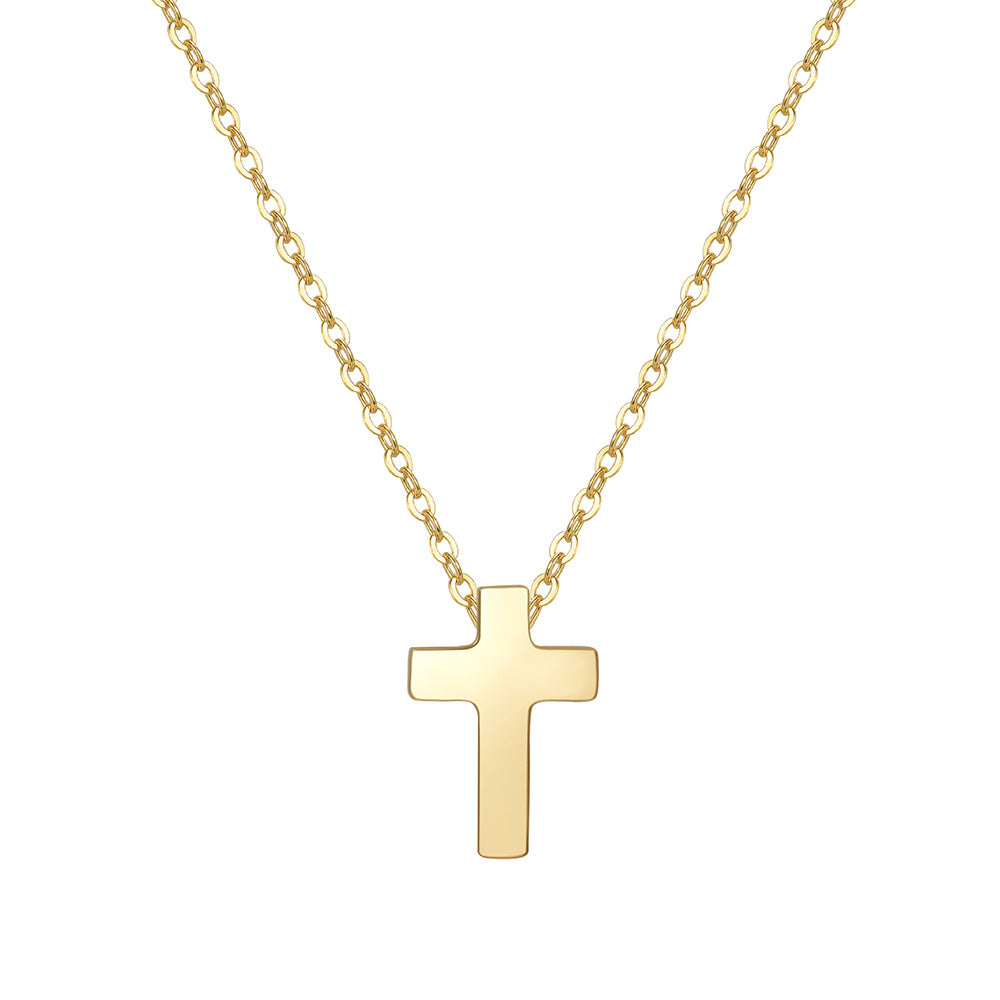 Minimalist Cross Pendant Necklace for Women in Brass with Gold Plating and Cubic Zirconia Inlay on O-Chain