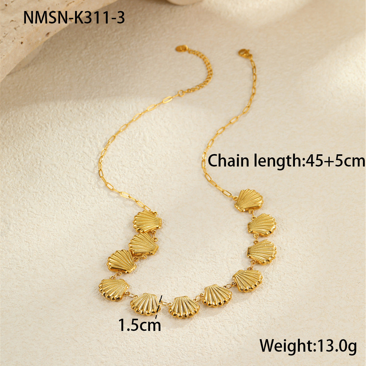 Fashionable Ocean-Themed Hollow Stainless Steel Starfish and Seashell Pendant Necklace with 18K Gold Plating for Women