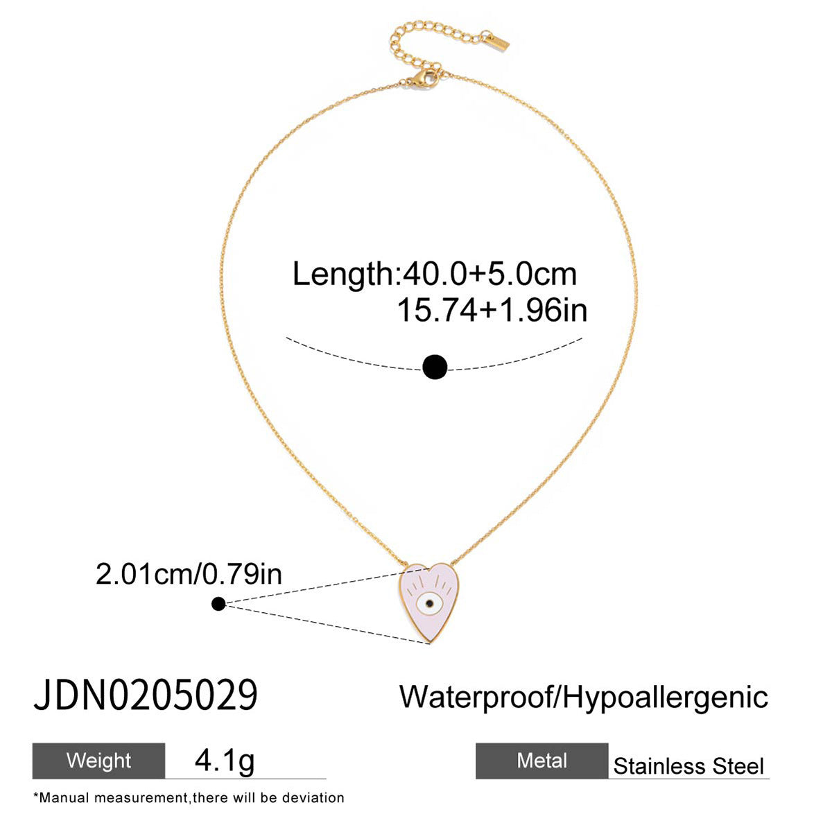 Minimalist Heart Geometric Stainless Steel PVD Plated Necklace for Women
