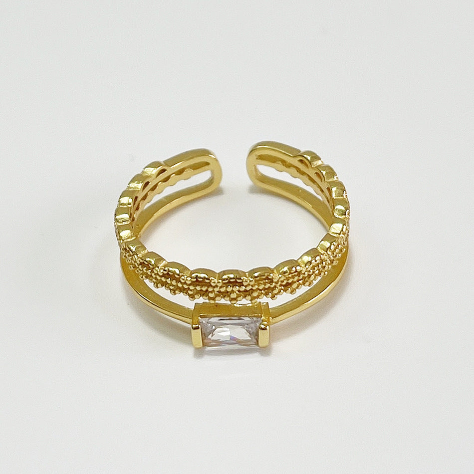 Anillo minimalista de plata de ley 925 con incrustaciones florales en forma de corazón y diamantes para mujer