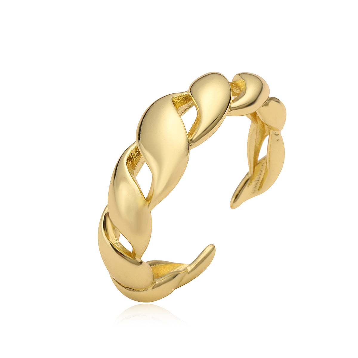 Minimalist Geometric Copper Ring with Gold Plating for Women, Irregular Texture, Stackable Fashion Band