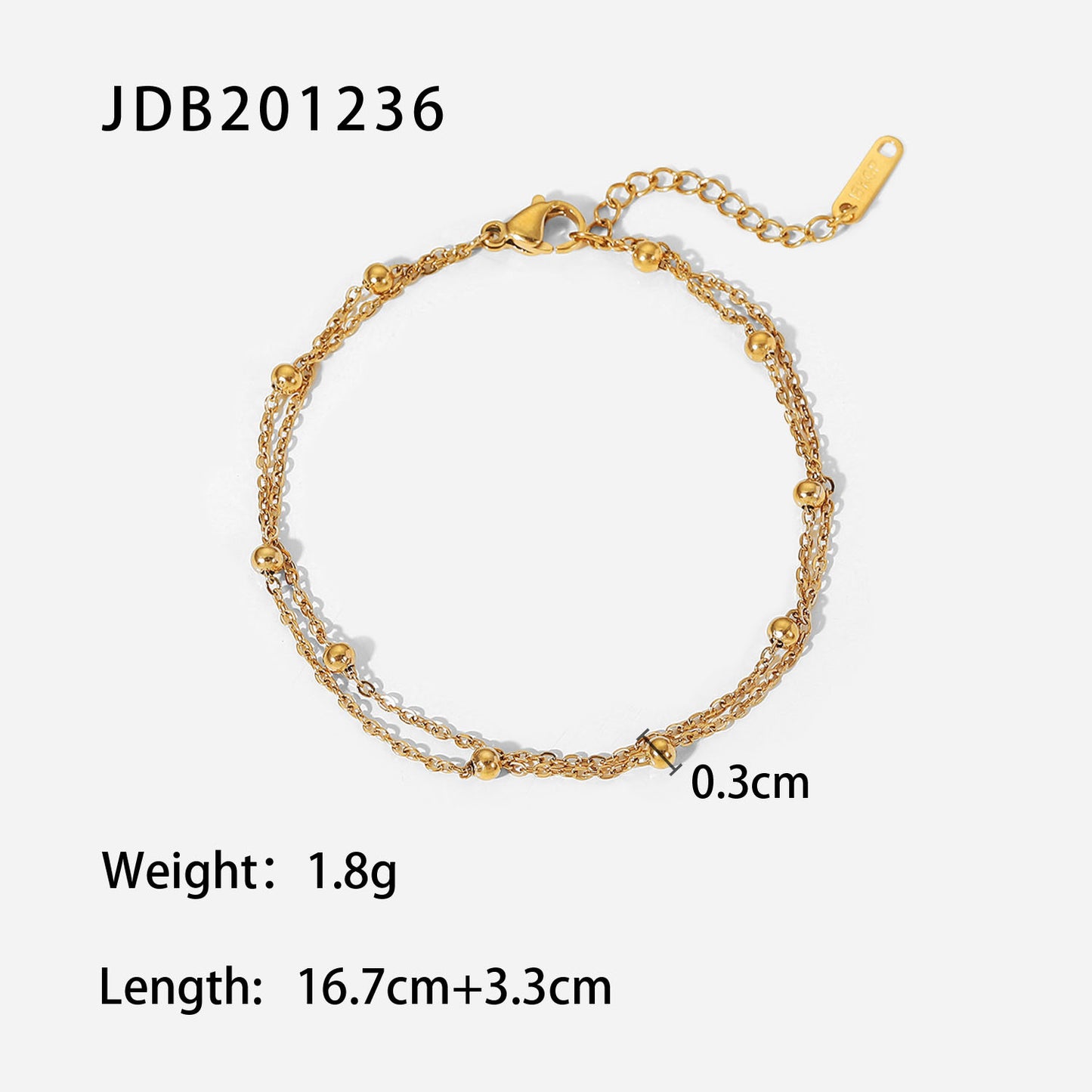 Pulsera minimalista geométrica de cuentas de acero inoxidable con cadena de acero de titanio chapado para mujer
