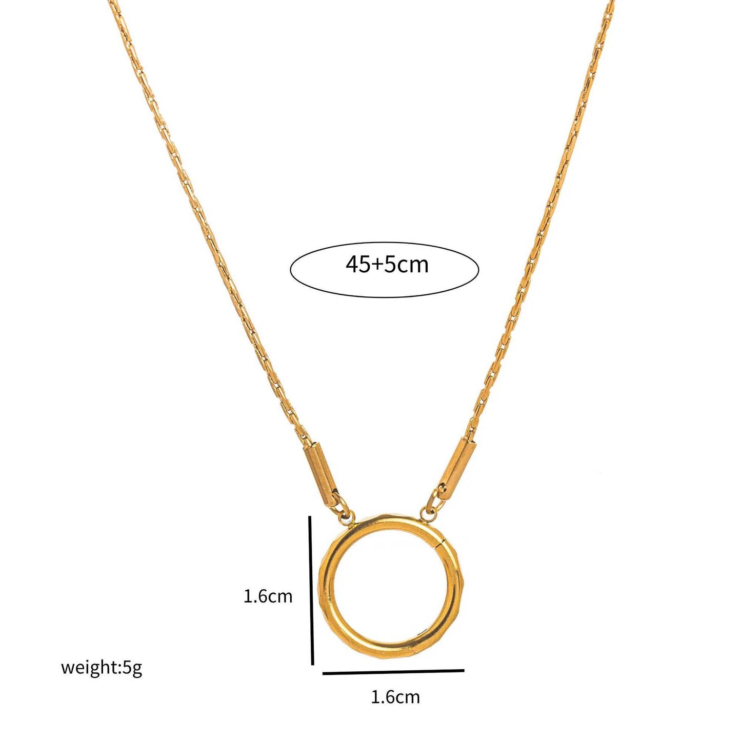 Collana con ciondolo a barra geometrica a cuore placcata oro 18 carati in acciaio inossidabile PVD vintage