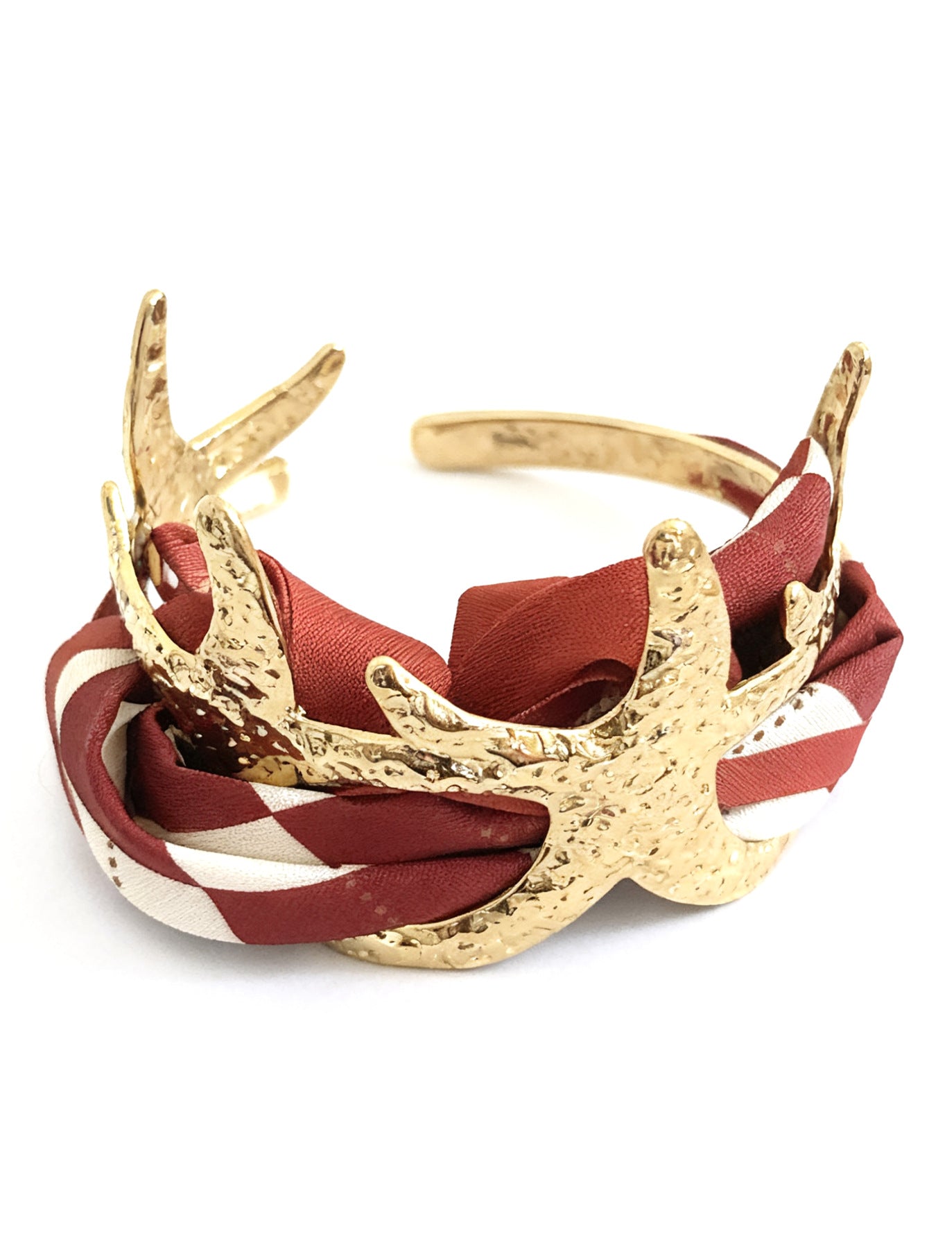 Elegant Floral Textured Plated Stainless Steel Bracelet Set for Women