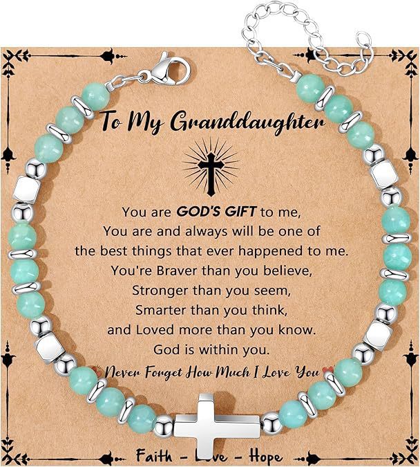 Sweet Geometric Cross Stainless Steel Bracelet with 4mm Amethyst and Amazonite Beads Unisex