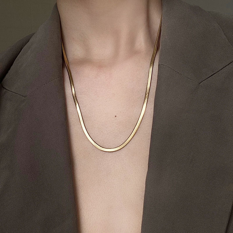 Collar de serpiente de doble capa de acero inoxidable geométrico para mujeres y hombres con acabado pulido