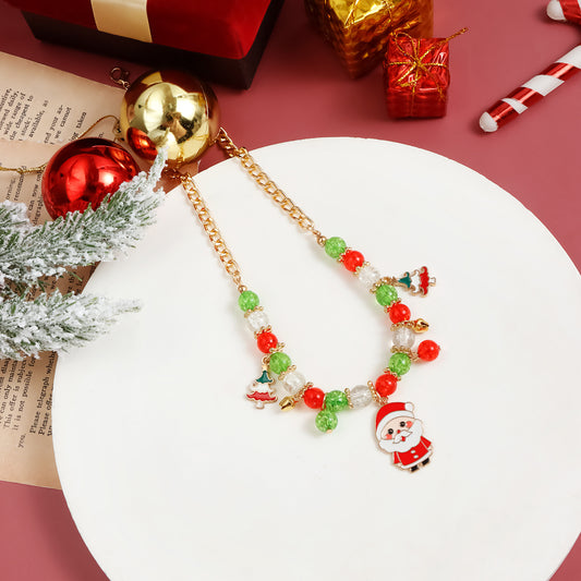 Collana Pendente Natalizio Festivo di Babbo Natale per Donne, Choker Geometrico in Lega con Finitura Placcata, Regalo per le Feste
