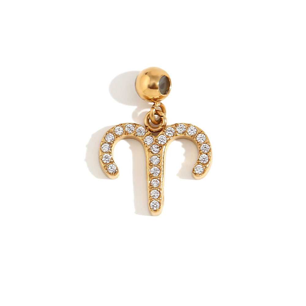 Collana da Donna Minimalista con Pendente Zodiacale in Acciaio Inossidabile con Placcatura in Oro 18 carati, Stile Acciaio al Titanio