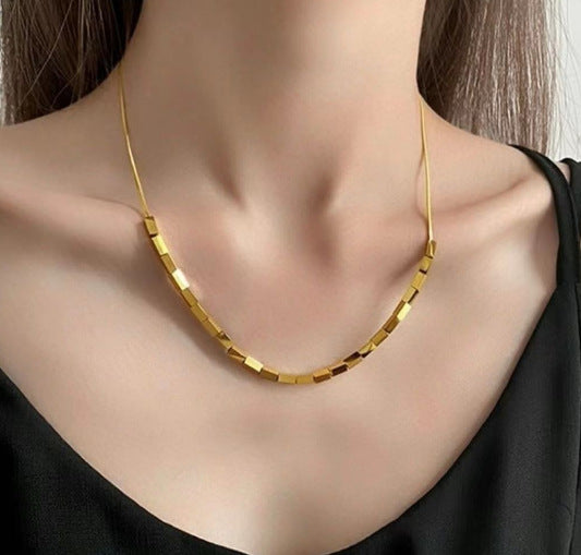 Minimalist Geometric Round Double-Sided Roman Black and White Pendant Necklace in Titanium Steel with Plated Finish on Snake Chain