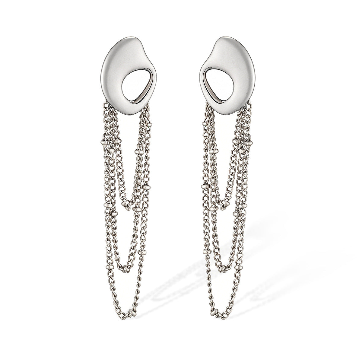 Minimalist 18K Gold Plated Geometric Stainless Steel Tassel Earrings for Women
