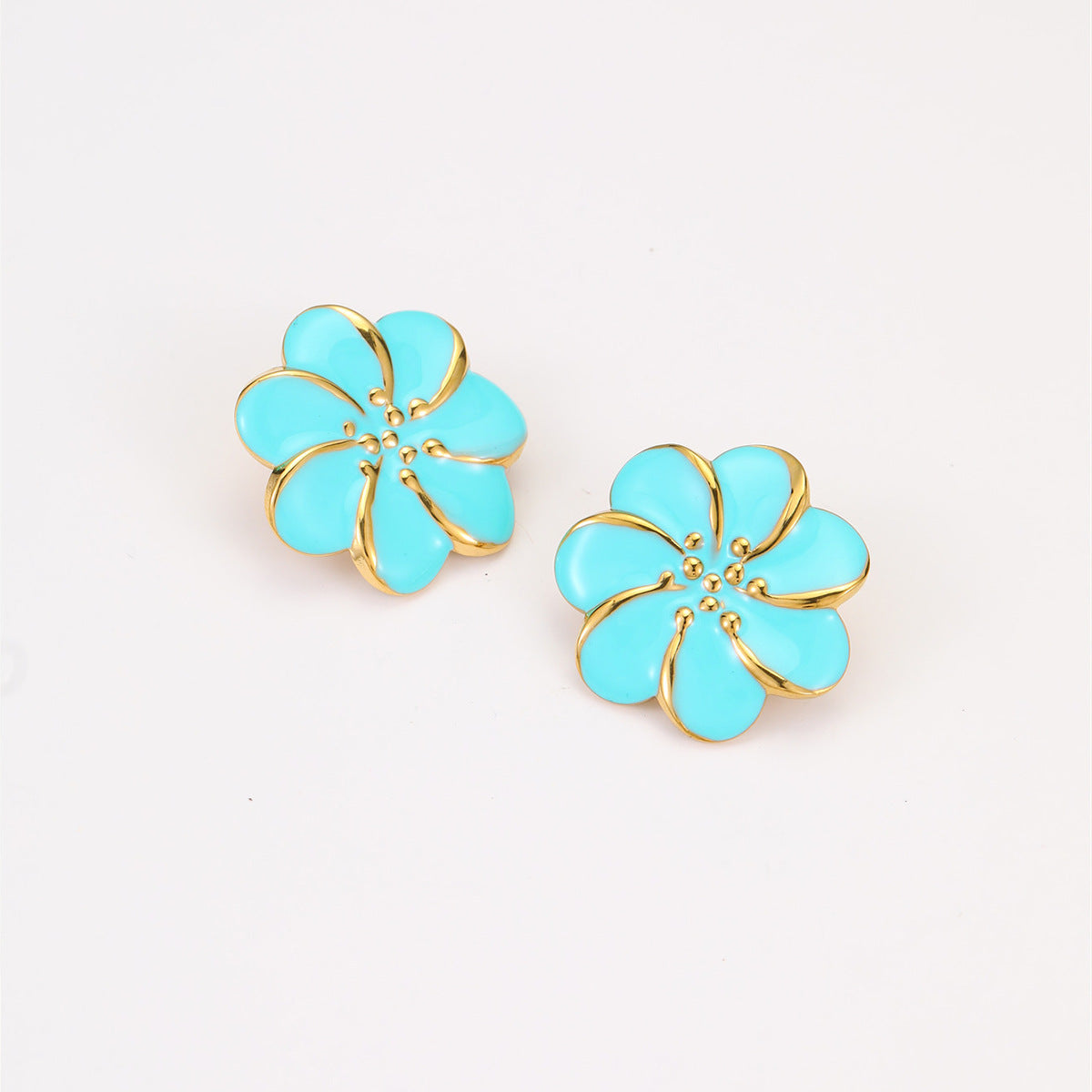 Pendientes Florales Minimalistas de Acero Inoxidable con Acabado Esmaltado para Mujer Diseño Geométrico de Pétalos Joyería de Oficina de Moda