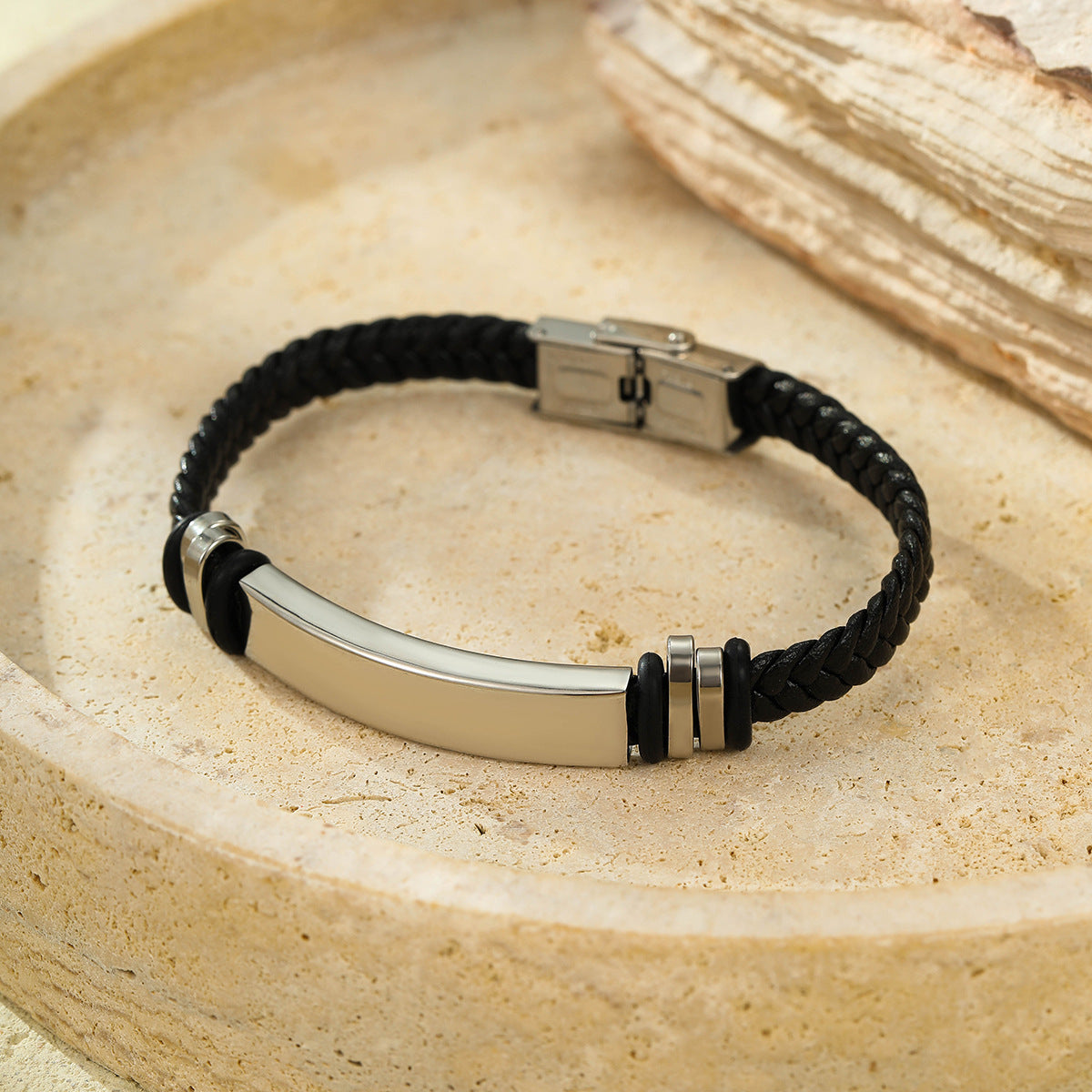 Fashion Stainless Steel Braided Bracelet with Engraving Option for Men and Women