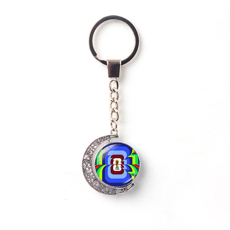 Rotating Moon Alloy Keychain Charm