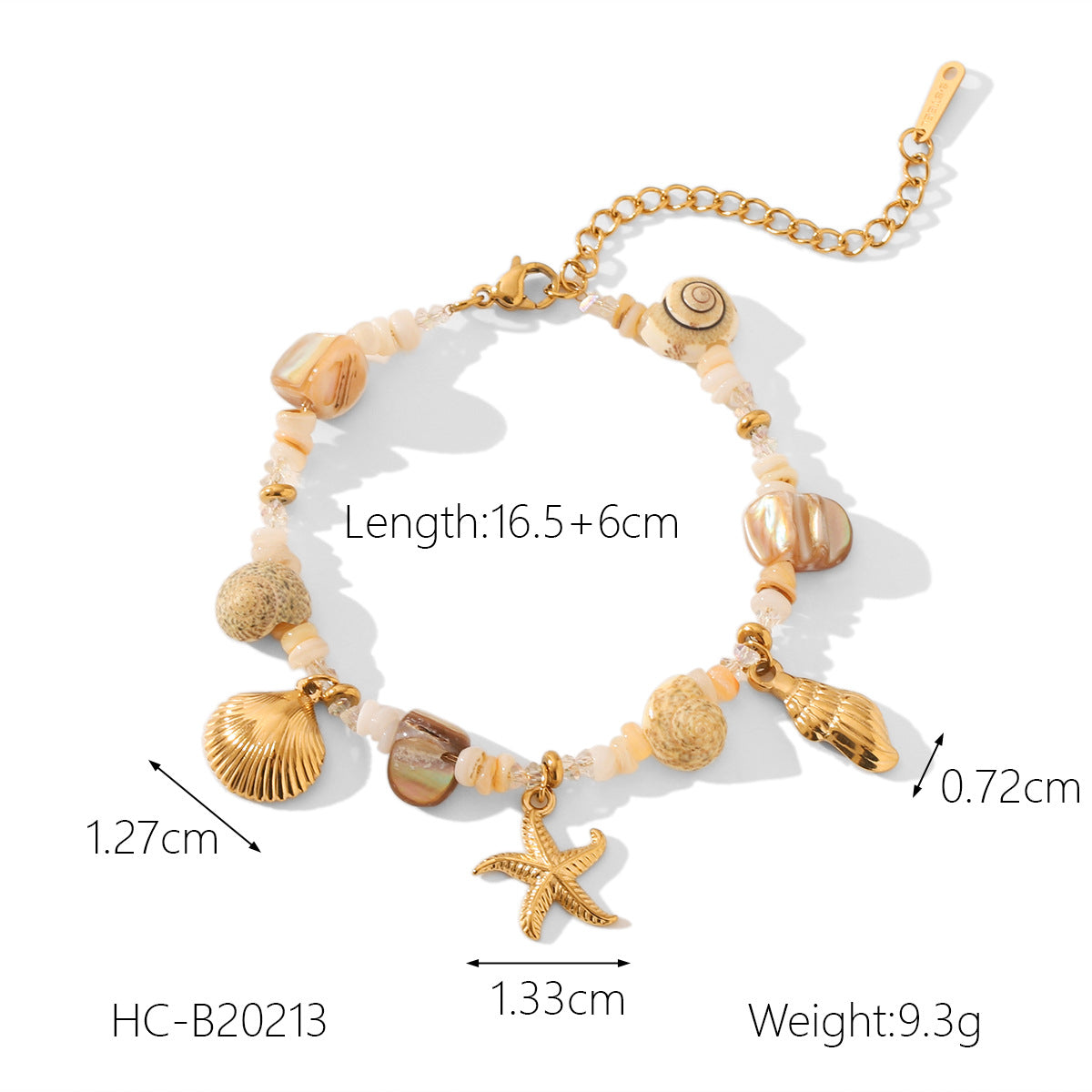 Set di collane minimalista con stelle marine e conchiglie, ispirato all'oceano, in acciaio inossidabile con finitura placcata per donne