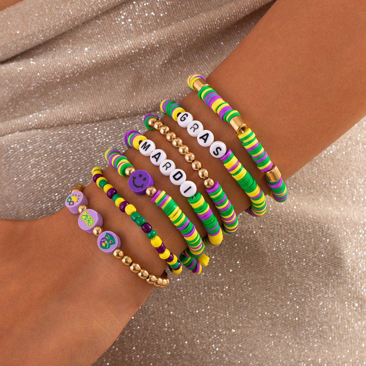 Pulsera personalizada de arcilla polimérica hecha a mano con abalorios acrílicos para mujer