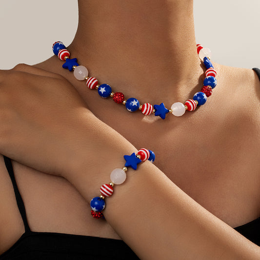 Collar elástico acrílico con estrella geométrica de moda para mujer