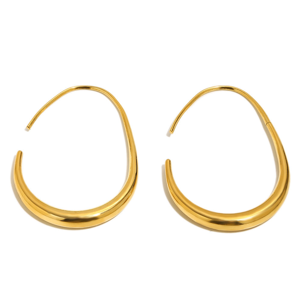 Aretes de mujer chapados en oro de acero inoxidable con diseño geométrico minimalista