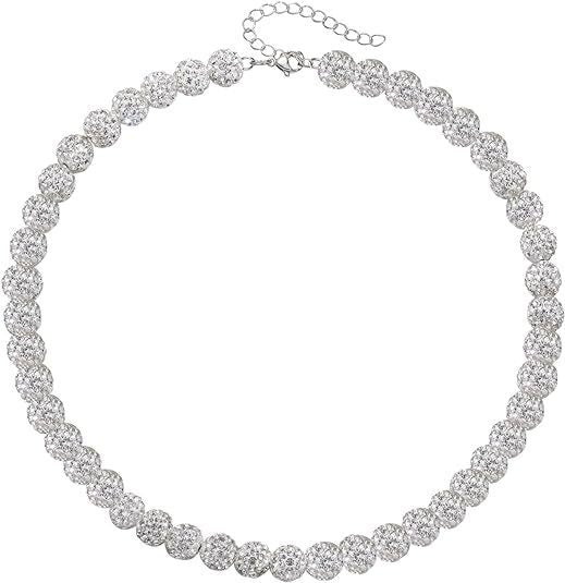 Sporty Geometric Round Resin Disco Ball Necklace with Rhinestone Inlay Unisex Cable Chain