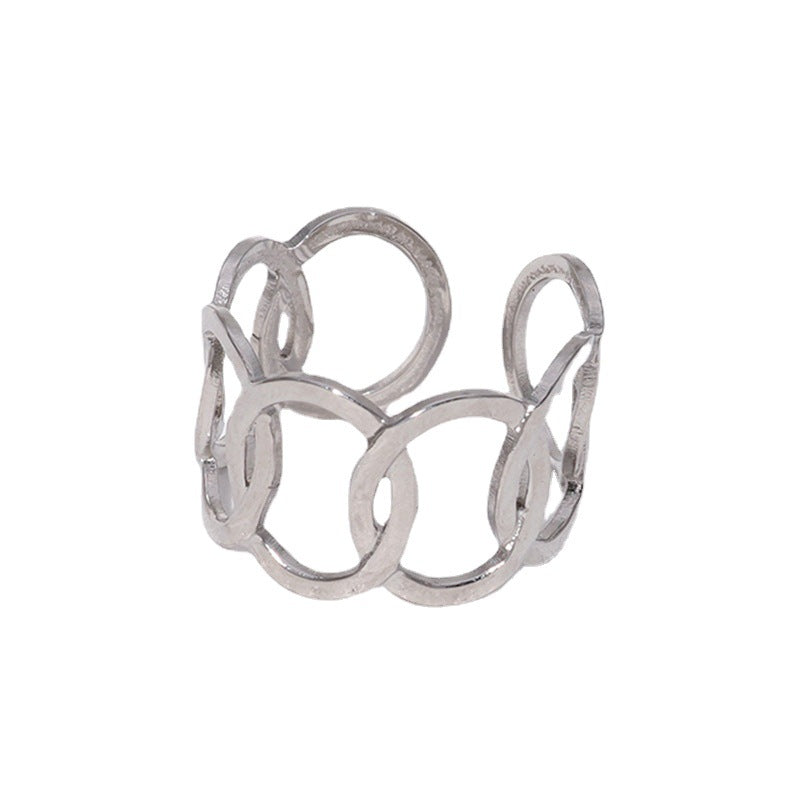 Anello Aperto Geometrico Minimalista Gioielli da Donna in Acciaio Inox Placcato Oro 18K