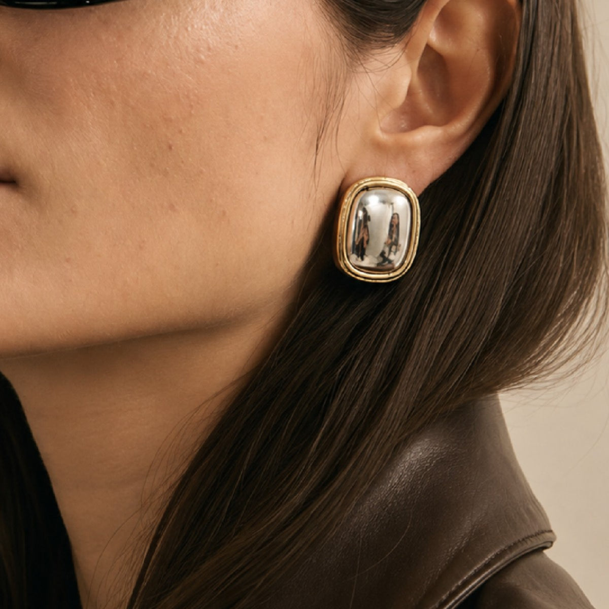 Minimalist Luxury Geometric Oval Stainless Steel Earrings PVD Plated for Women