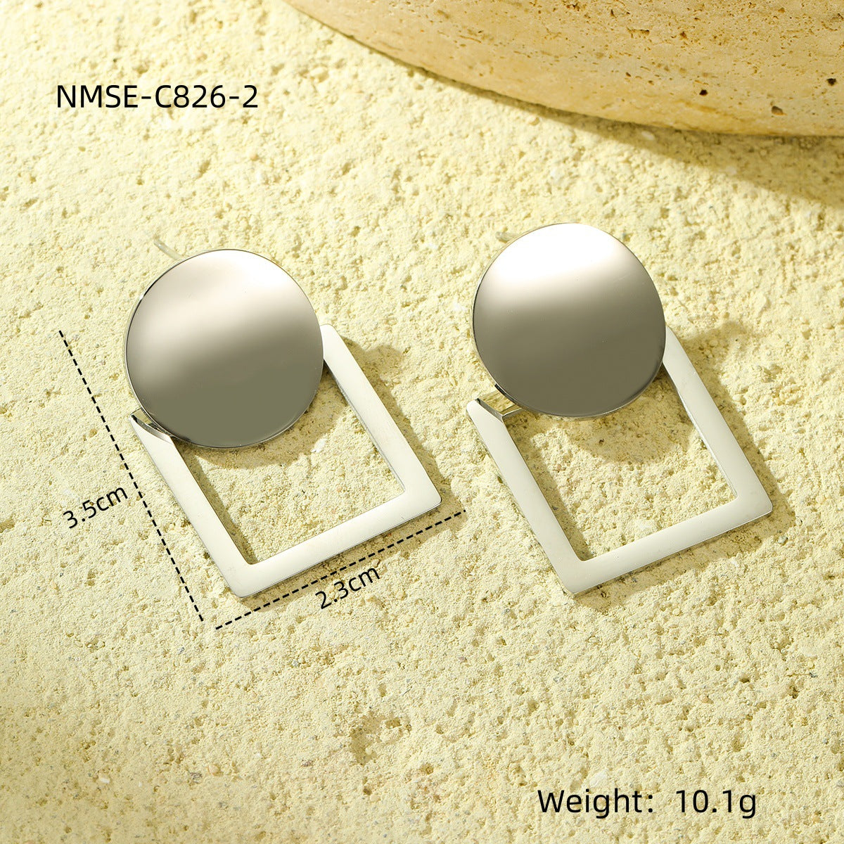 Elegantes pendientes de acero inoxidable geométricos con acabado chapado, diseño de recortes redondos y cuadrados para mujer