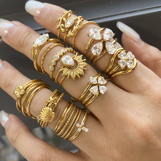 Geometric Titanium Steel Ring for Women with Plating Finish, Fashionable and Tarnish-Resistant Stainless Steel Jewelry