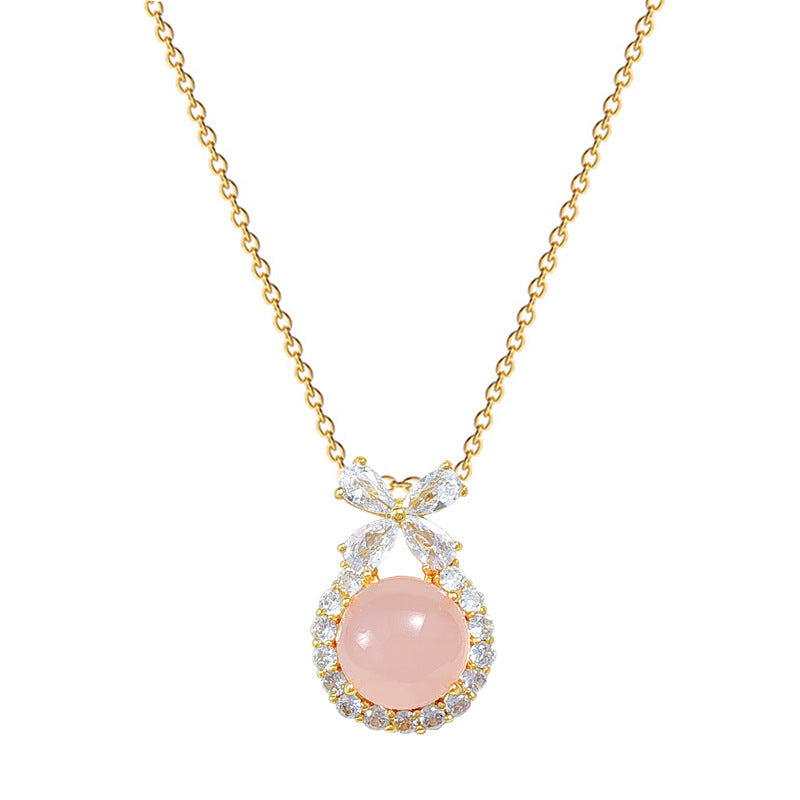 Sweet Elegant Geometric Brass Pendant Titanium Steel Plated Jewelry Set for Women