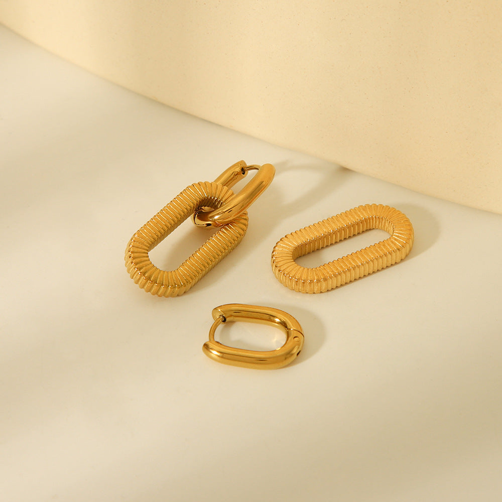 Orecchini da donna minimalisti in acciaio al titanio con pendente geometrico circolare staccabile e finitura galvanizzata