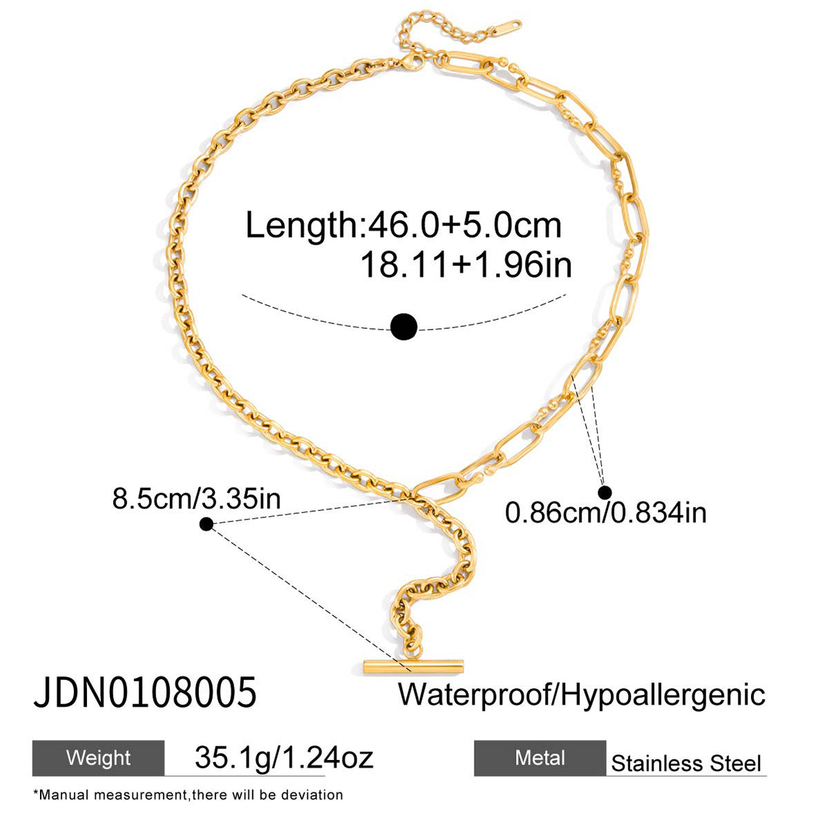 Collana da donna a Y geometrica in acciaio inossidabile placcato in titanio, stile lusso minimalista alla moda