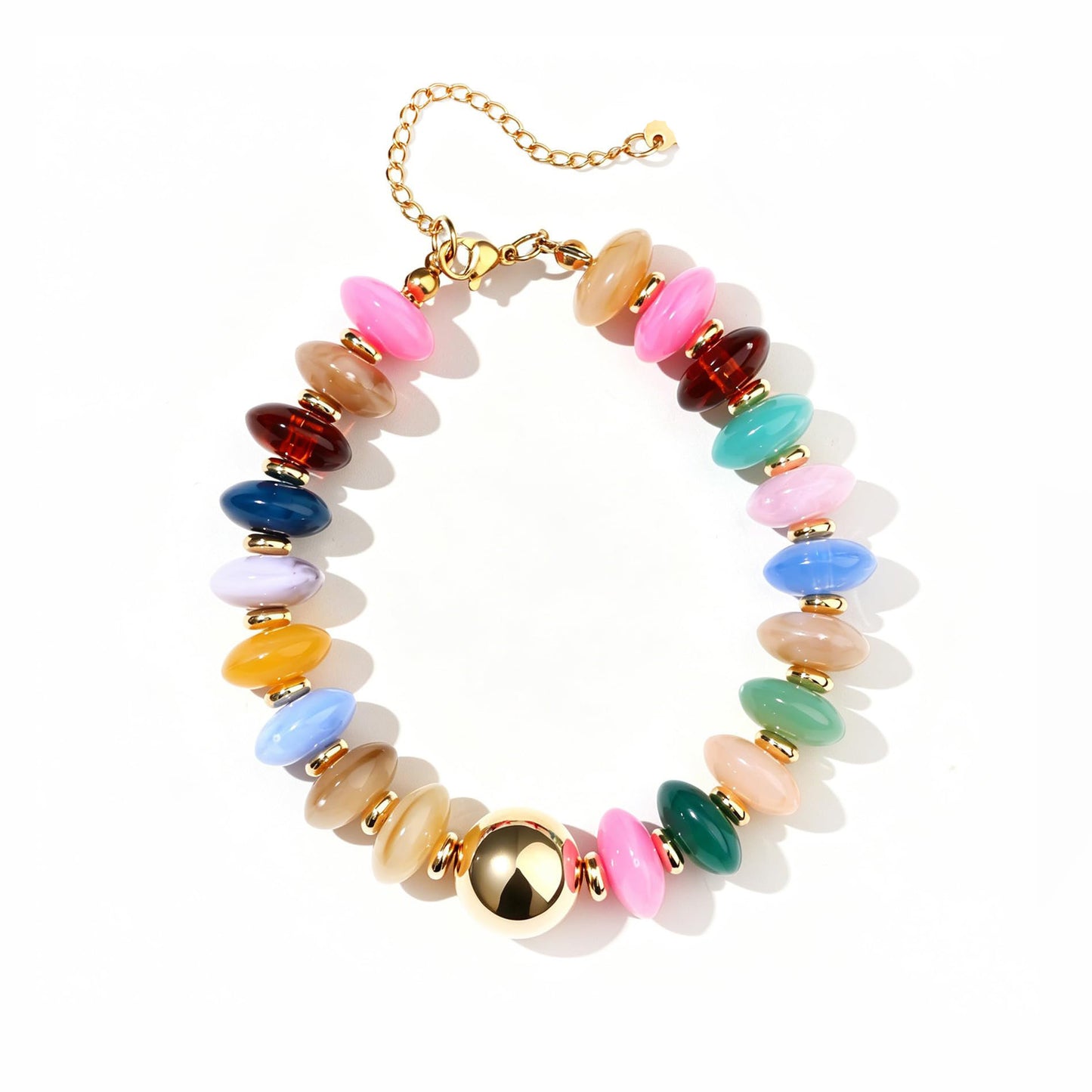 Minimalist Geometric Round Resin Beaded Bracelet Unisex Fashion Jewelry