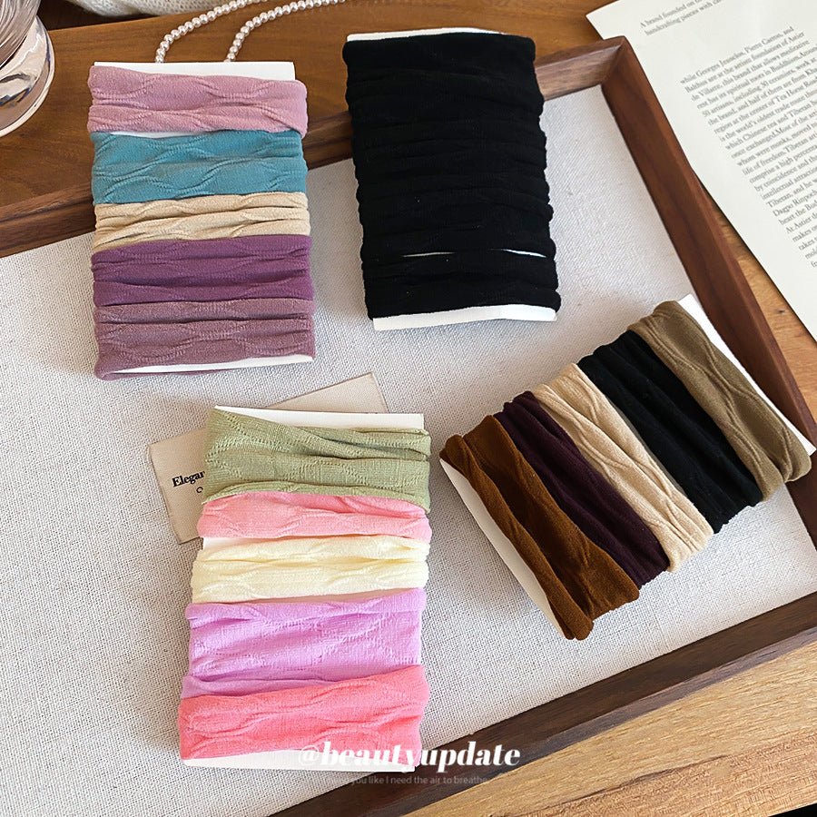Set di elastici per capelli minimalisti e casual in tessuto con fiocco, ferma coda di cavallo elastico per donna