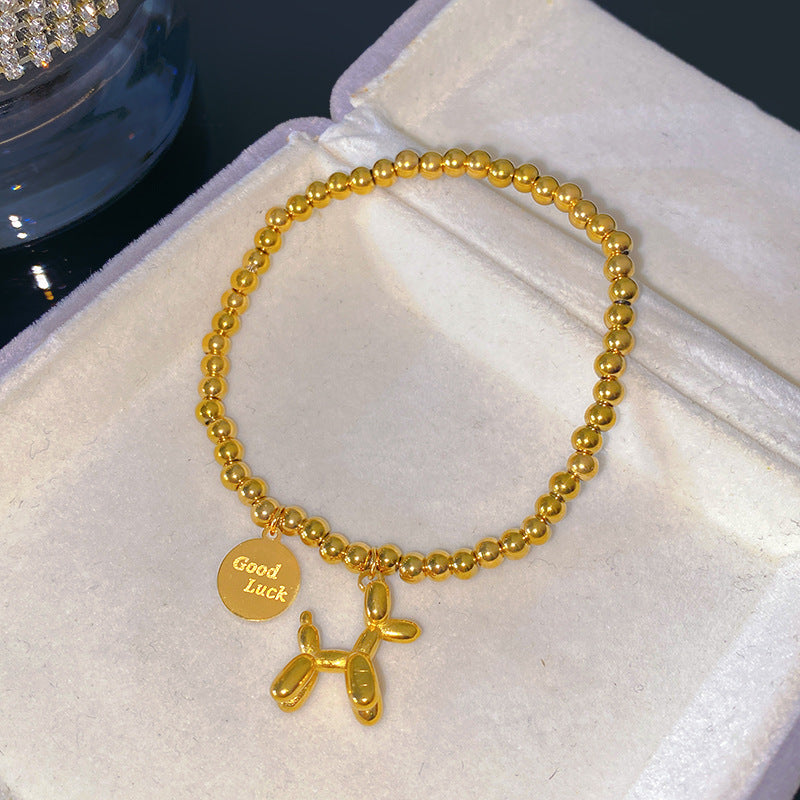 Gold Plated Titanium Steel Round Geometric Bracelet with Smile Element