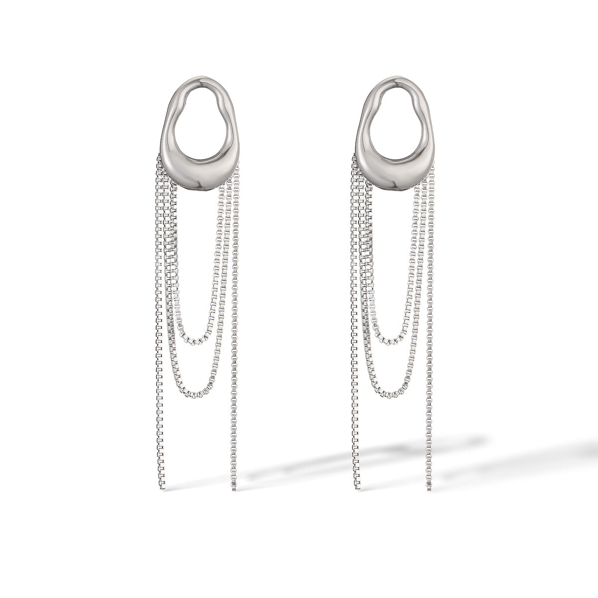 Minimalist 18K Gold Plated Geometric Stainless Steel Tassel Earrings for Women