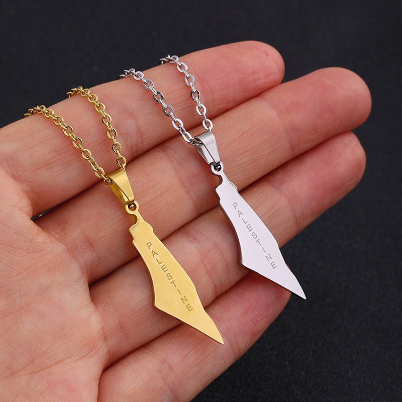 Collar con colgante de letra geométrica para mujer y hombre en acero inoxidable con dije de acero de titanio y acabado galvanizado