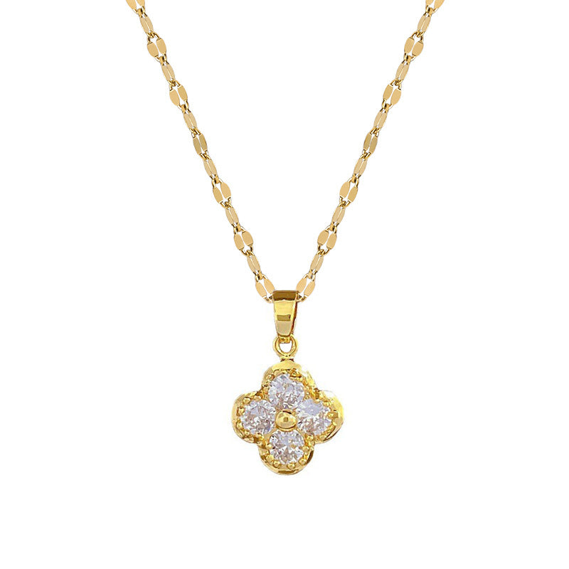 Set di collana e orecchini in acciaio al titanio, lusso, dolce, geometrico