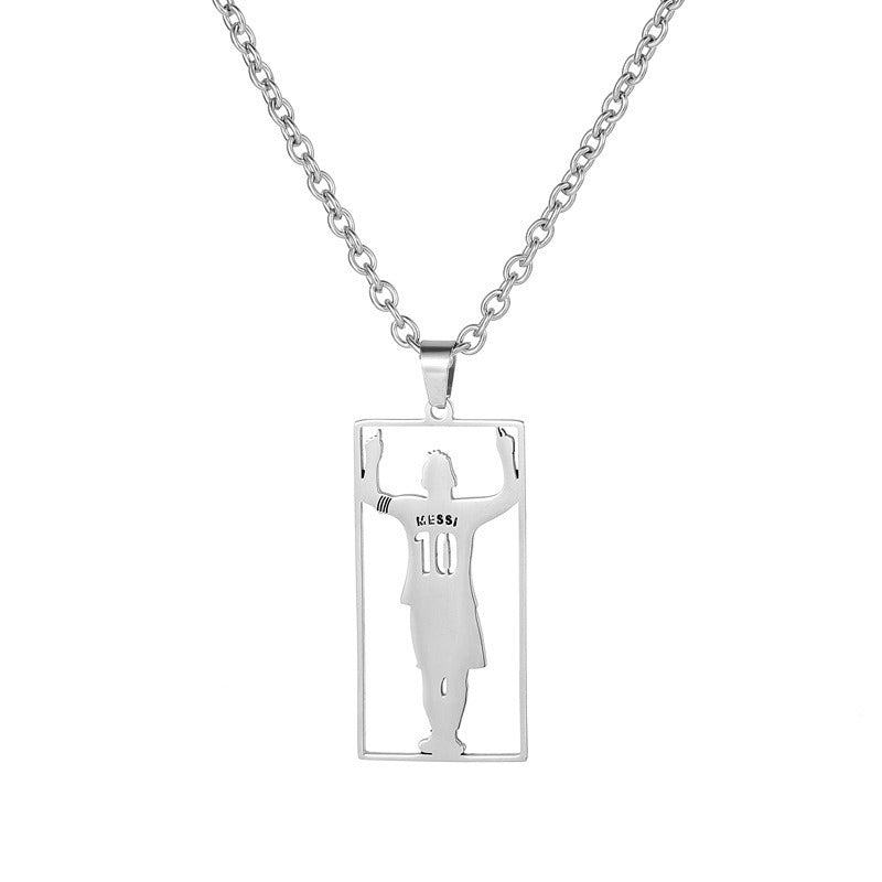Hip-hop Streetwear Polished Titanium Steel Round Geometric Pendant Necklace for Men