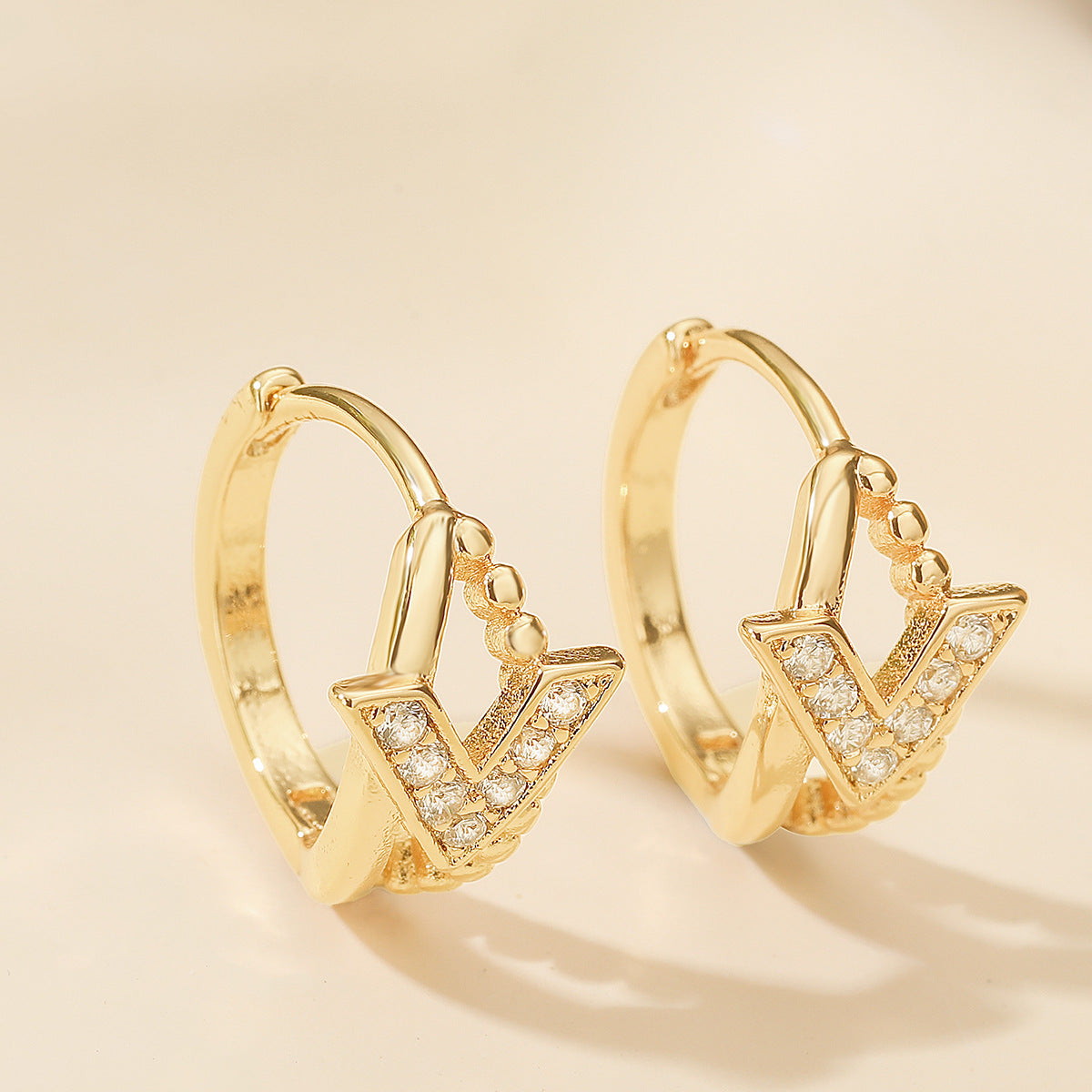 Minimalist Geometric Copper Hoop Earrings with 18K Gold Plating and Micro-Paved Zirconia for Women