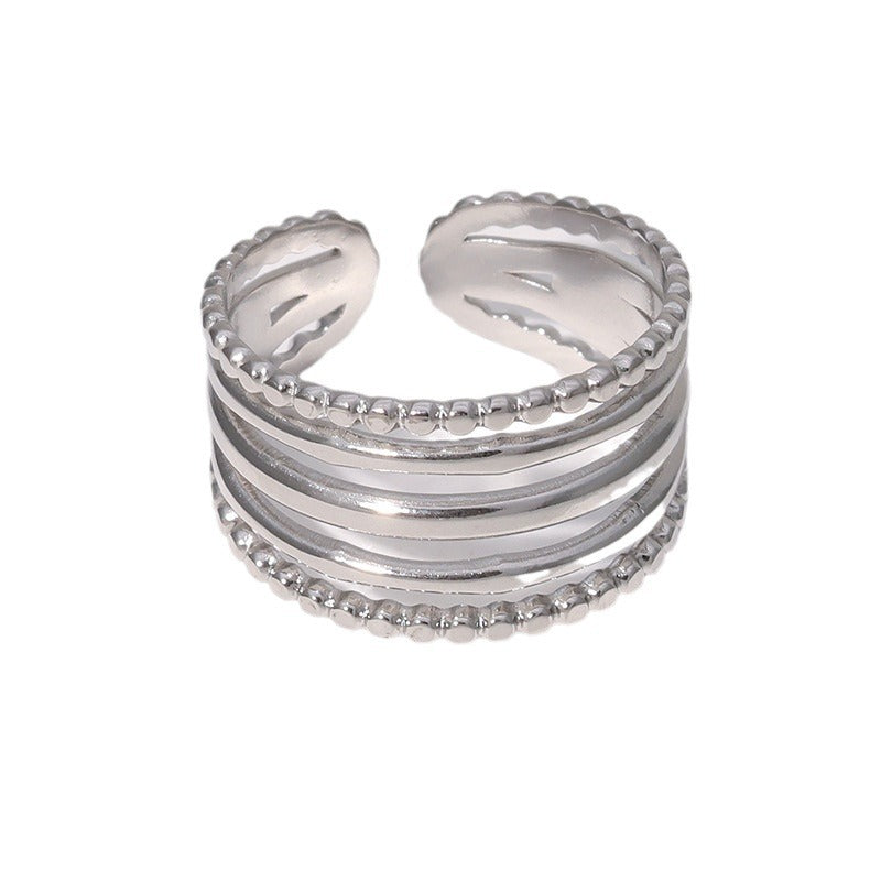 Minimalist Geometric Titanium Steel Open Ring for Women with Plated Finish and Clean Line Design