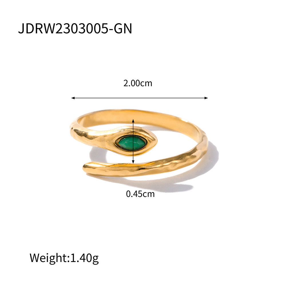 Anello minimalista con serpente geometrico in acciaio inossidabile con finitura placcata da donna