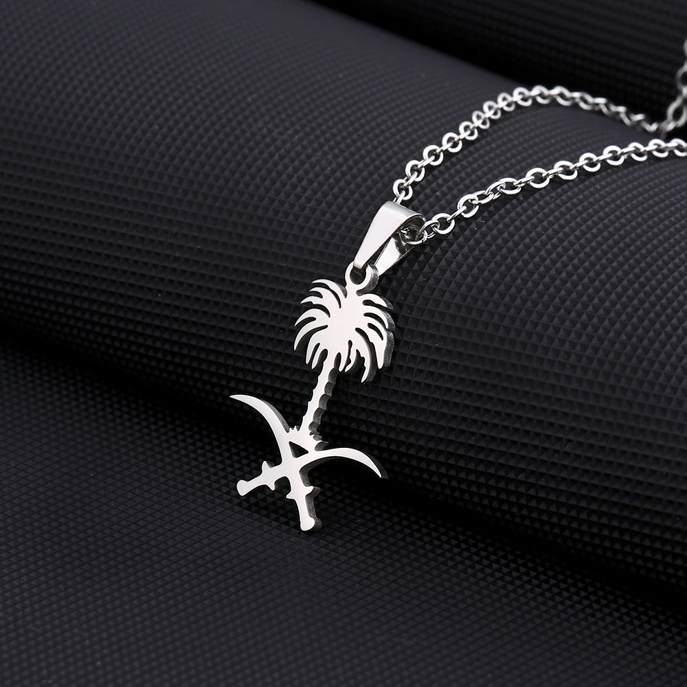 Collar con Colgante Geométrico Étnico de Acero de Titanio con Acabado Chapado para Mujer Diseño de Cadena en O