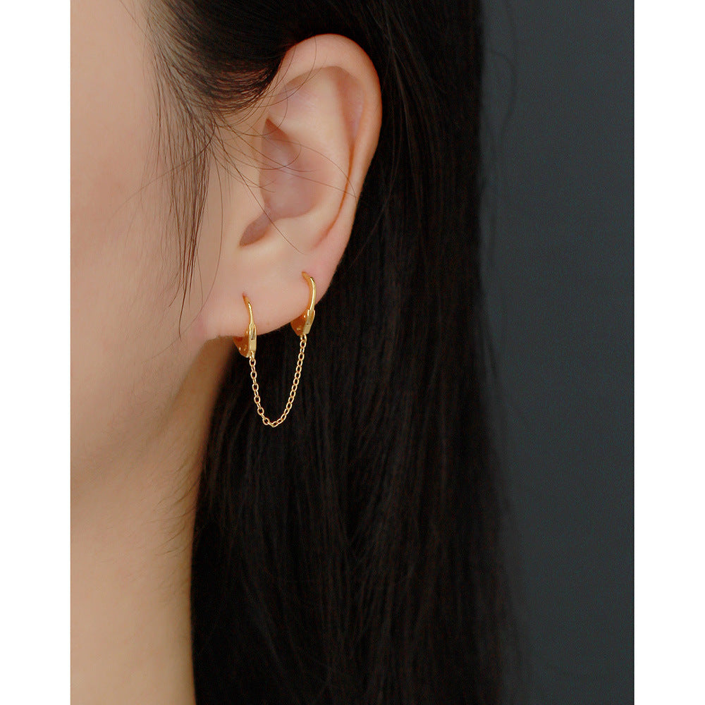 Polsini da donna S925 in argento sterling con catena a O, design geometrico, stile dolce-cool, con placcatura