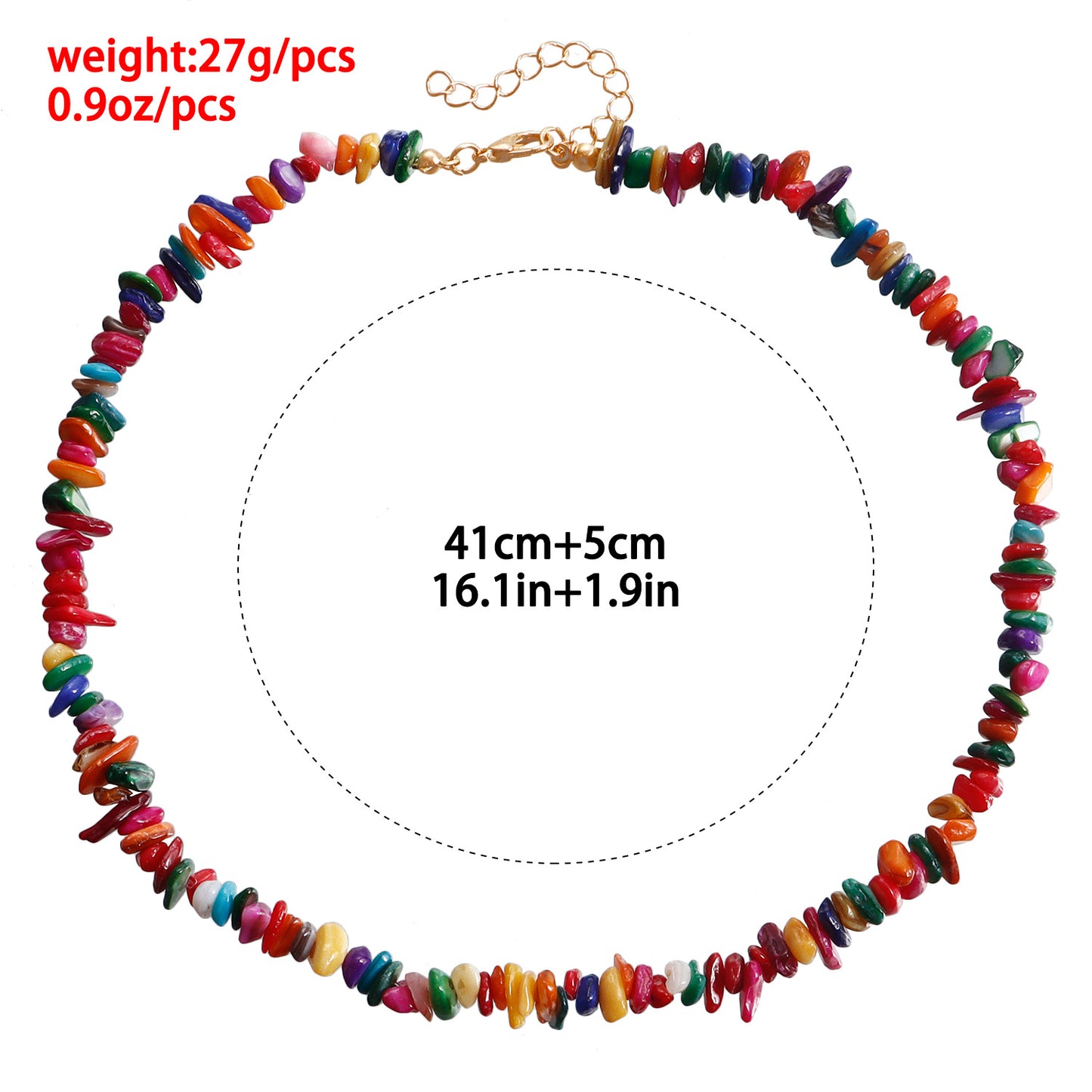 Collar de Concha Marina Natural Triturada con Forma Geométrica para Mujer con Acabado Galvanizado en Estilo Minimalista