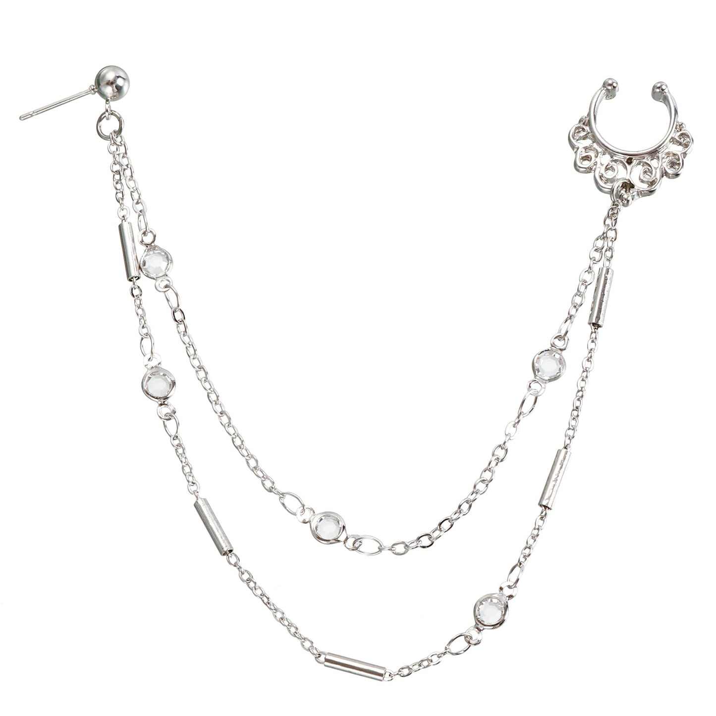 Ethnic Geometric Rhinestone Plated Alloy Nose Chain for Unisex